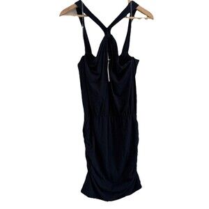 NWT Sundry Anthropologie Womens Sz L 3 Dress Navy Blue Halter USA Made Vacation
